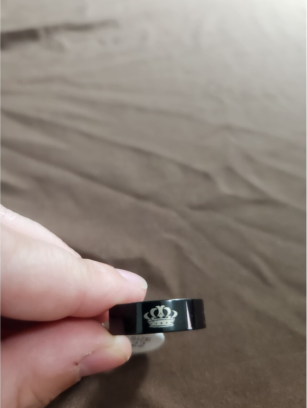 Black Stainless Steel Crown Design Ring Size 22